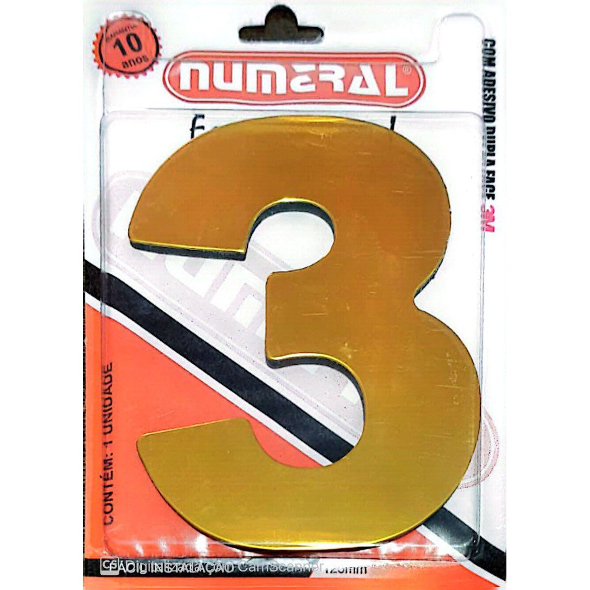 Algorismo 3 Dourado 125mm ACM Numeral, marca 3m - Foto Principal
