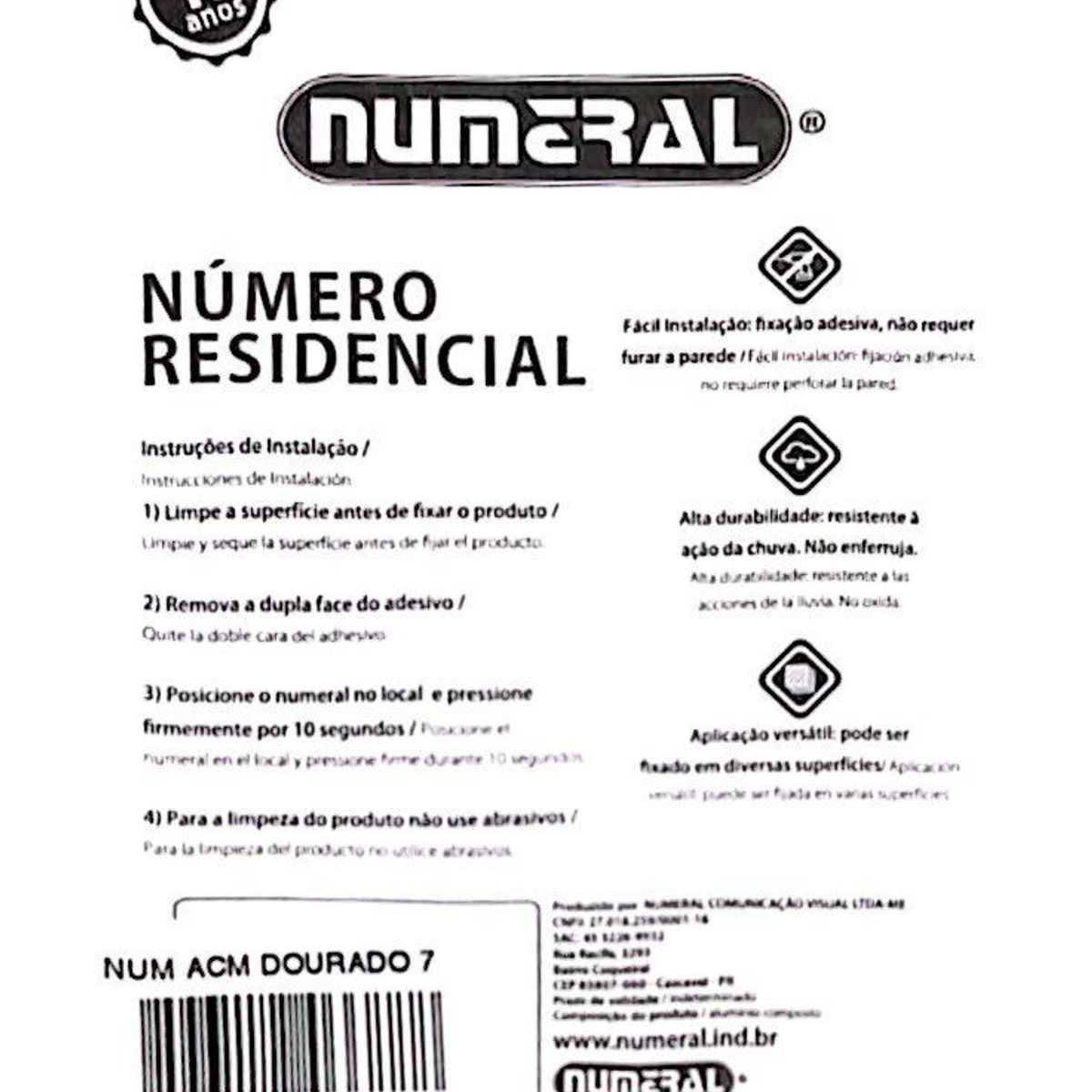 Algorismo 7 Dourado 125mm ACM Numeral, marca 3m - Foto 2