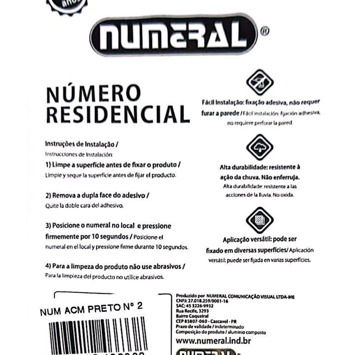 Algorismo 2 Preto 125mm ACM Numeral, marca 3m - Foto 2
