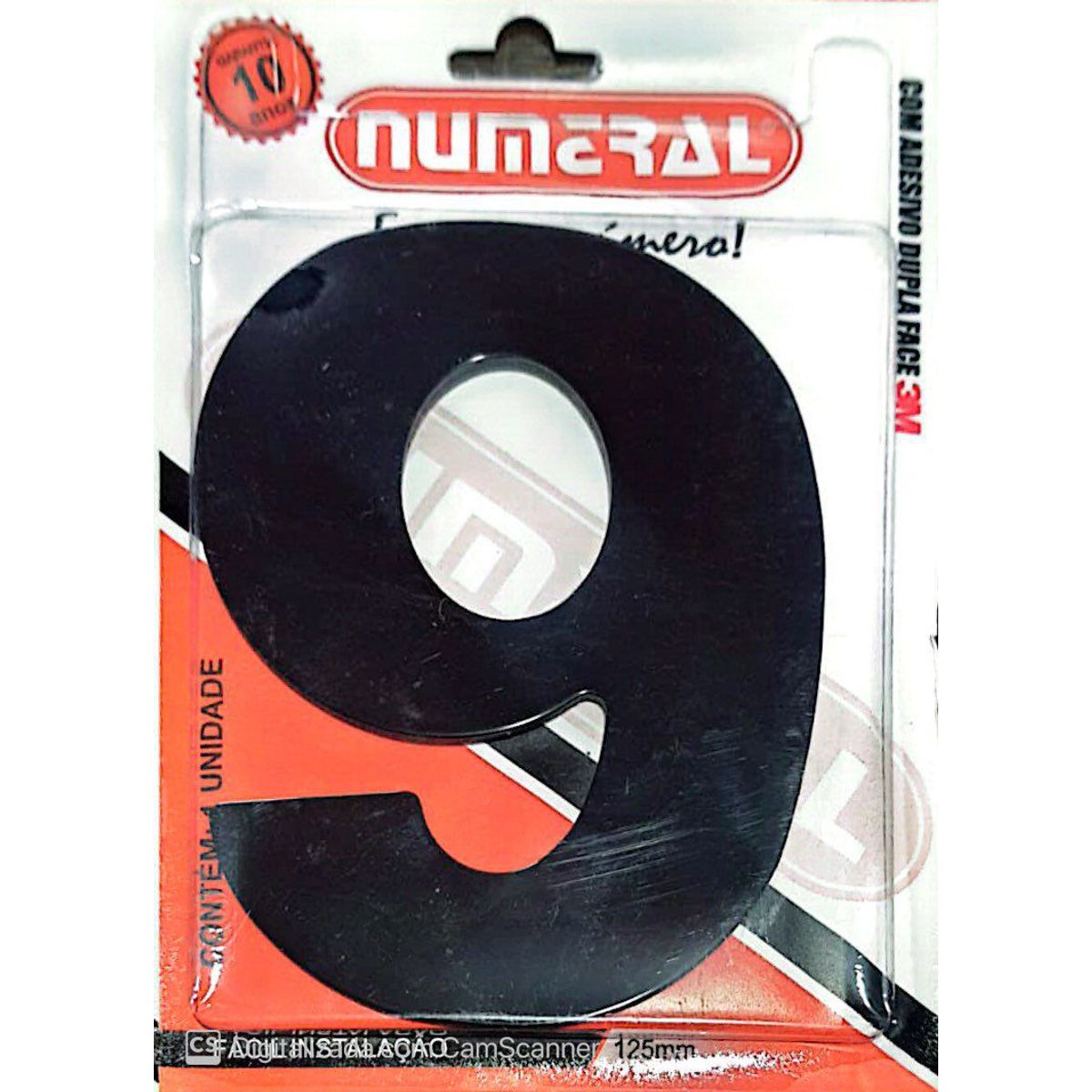Algorismo 9 Preto 125mm ACM Numeral, marca 3m - Foto Principal