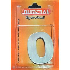 Algorismo 0 Em Aço Escovado 60mm ACM Numeral