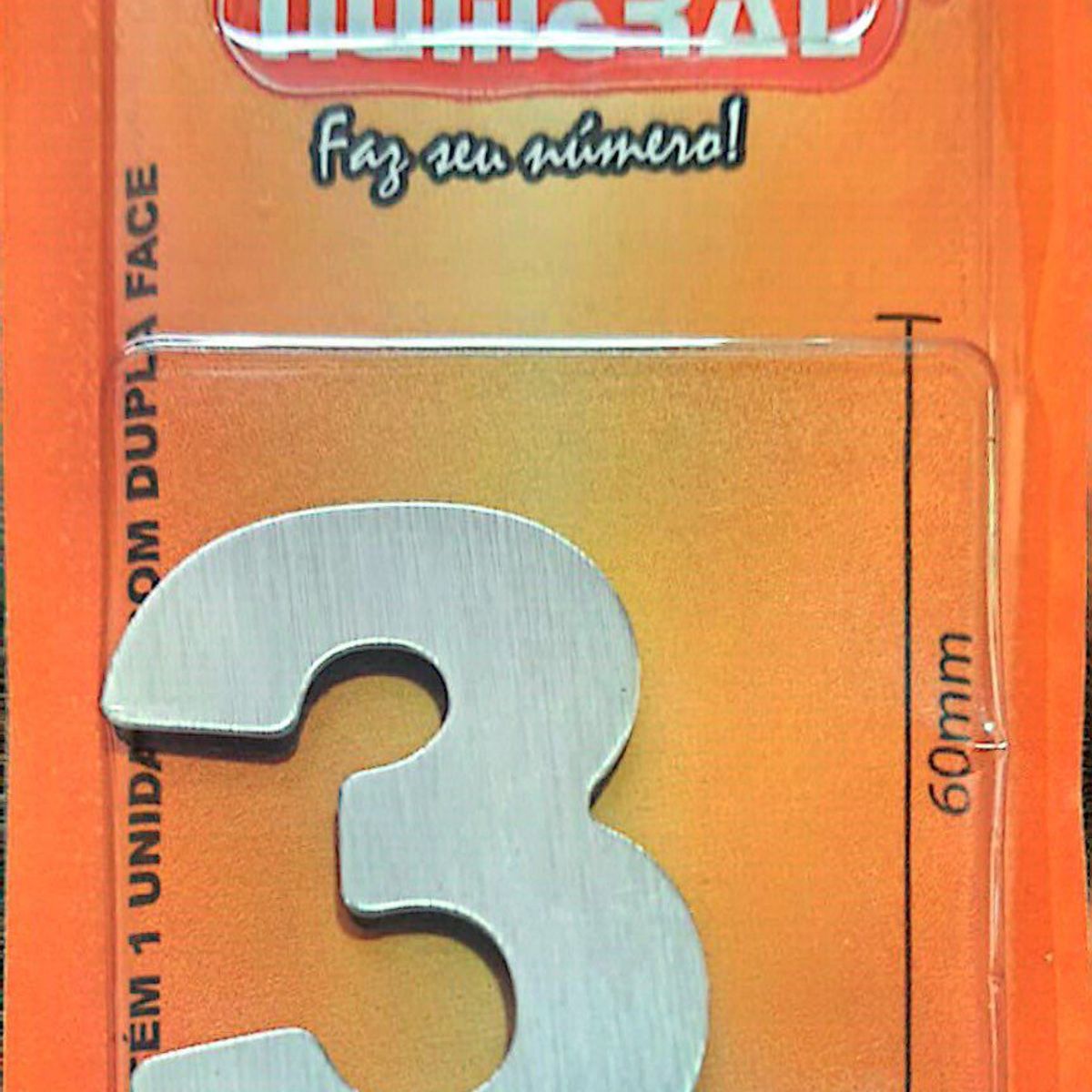 Algorismo 3 Em Aço Escovado 60mm ACM Numeral, marca 3m - Foto Principal