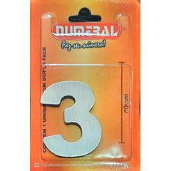 Algorismo 3 Em Aço Escovado 60mm ACM Numeral