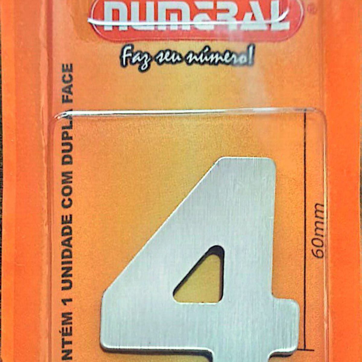 Algorismo 4 Em Aço Escovado 60mm ACM Numeral, marca 3m - Foto Principal