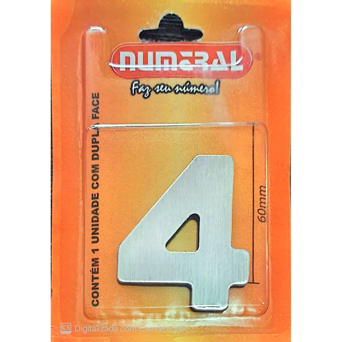 Algorismo 4 Em Aço Escovado 60mm ACM Numeral, marca 3m - Foto Principal