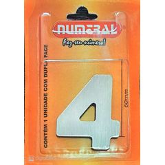 Algorismo 4 Em Aço Escovado 60mm ACM Numeral
