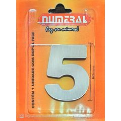 Algorismo 5 Em Aço Escovado 60mm ACM Numeral