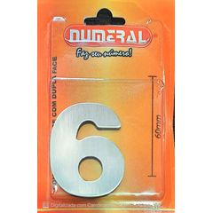 Algorismo 6 Em Aço Escovado 60mm ACM Numeral