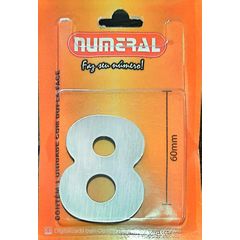 Algorismo 8 Em Aço Escovado 60mm ACM Numeral