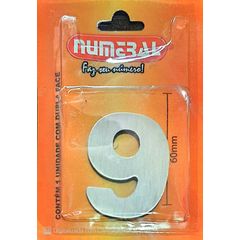 Algorismo 9 Em Aço Escovado 60mm ACM Numeral