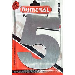 Algorismo 5 Em Aço Escovado 125mm ACM Numeral