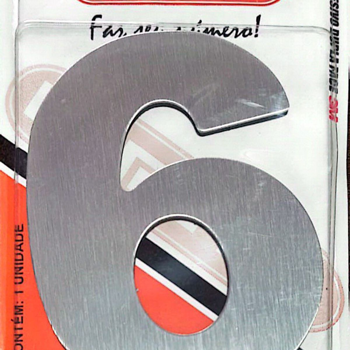 Algorismo 6 Em Aço Escovado 125mm ACM Numeral, marca 3m - Foto Principal