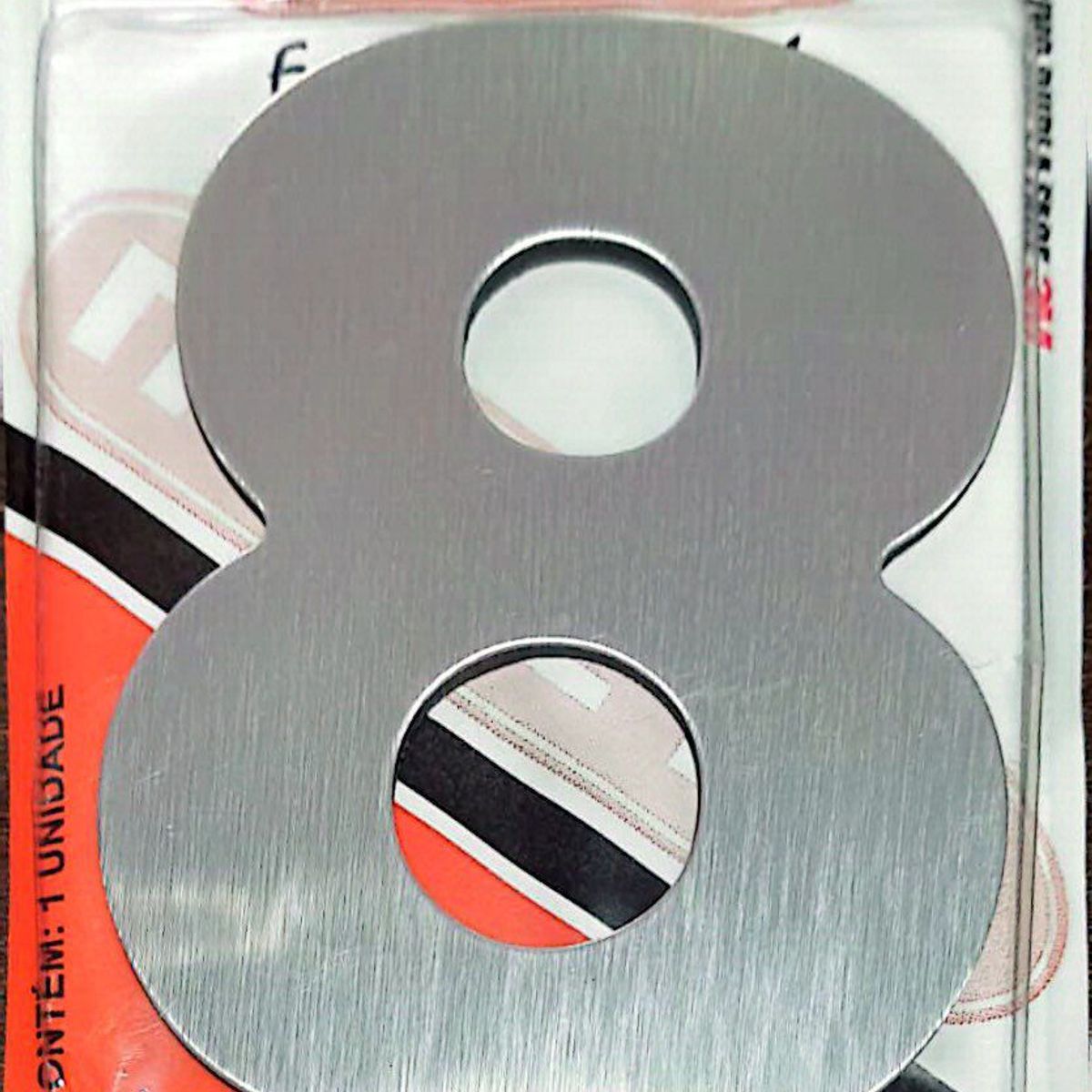 Algorismo 8 Em Aço Escovado 125mm ACM Numeral, marca 3m - Foto Principal