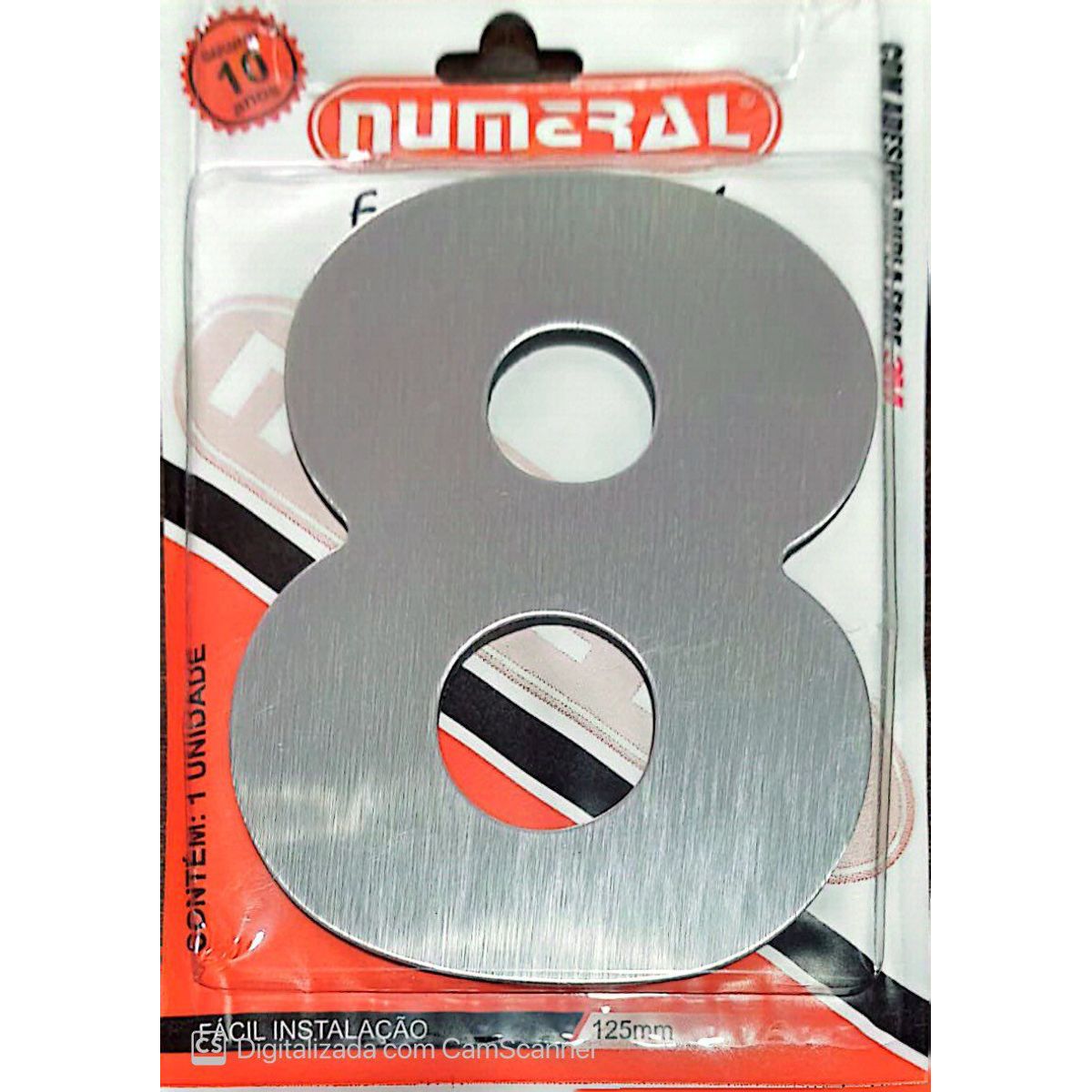 Algorismo 8 Em Aço Escovado 125mm ACM Numeral, marca 3m - Foto Principal