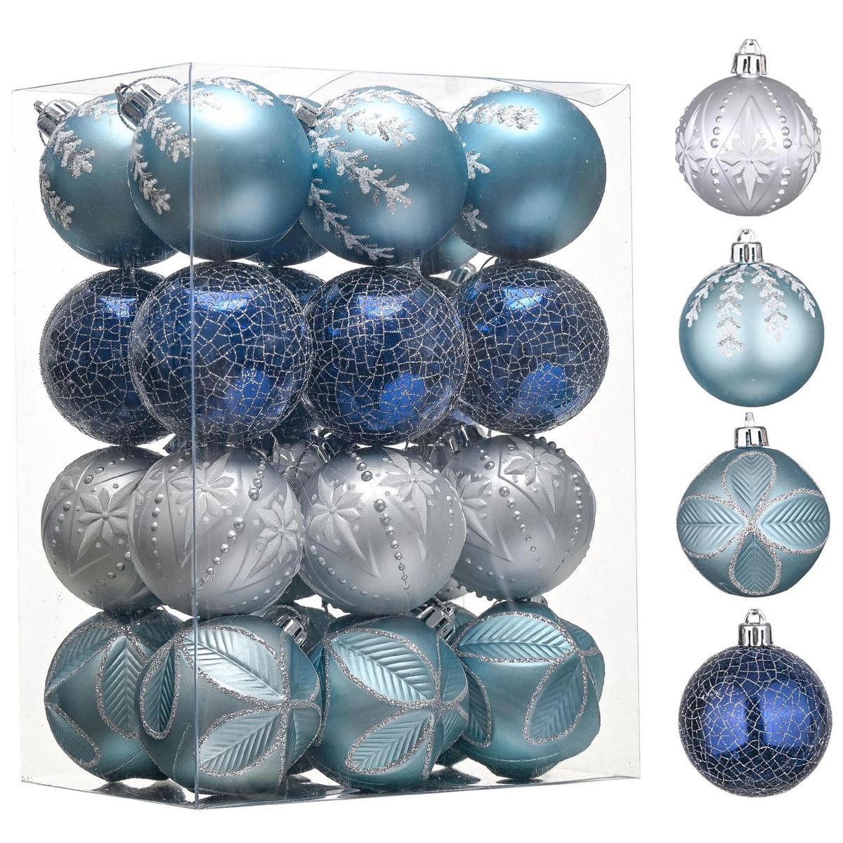 Conjunto de 24 Bolas Natalinas Azuis e Prateadas de 6 Cm Dear Santa, marca Dear Santa - Foto Principal