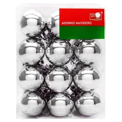Conjunto Bola de Natal Prata Brilhante com 24 Unidades de 4 Cm Dear Santa