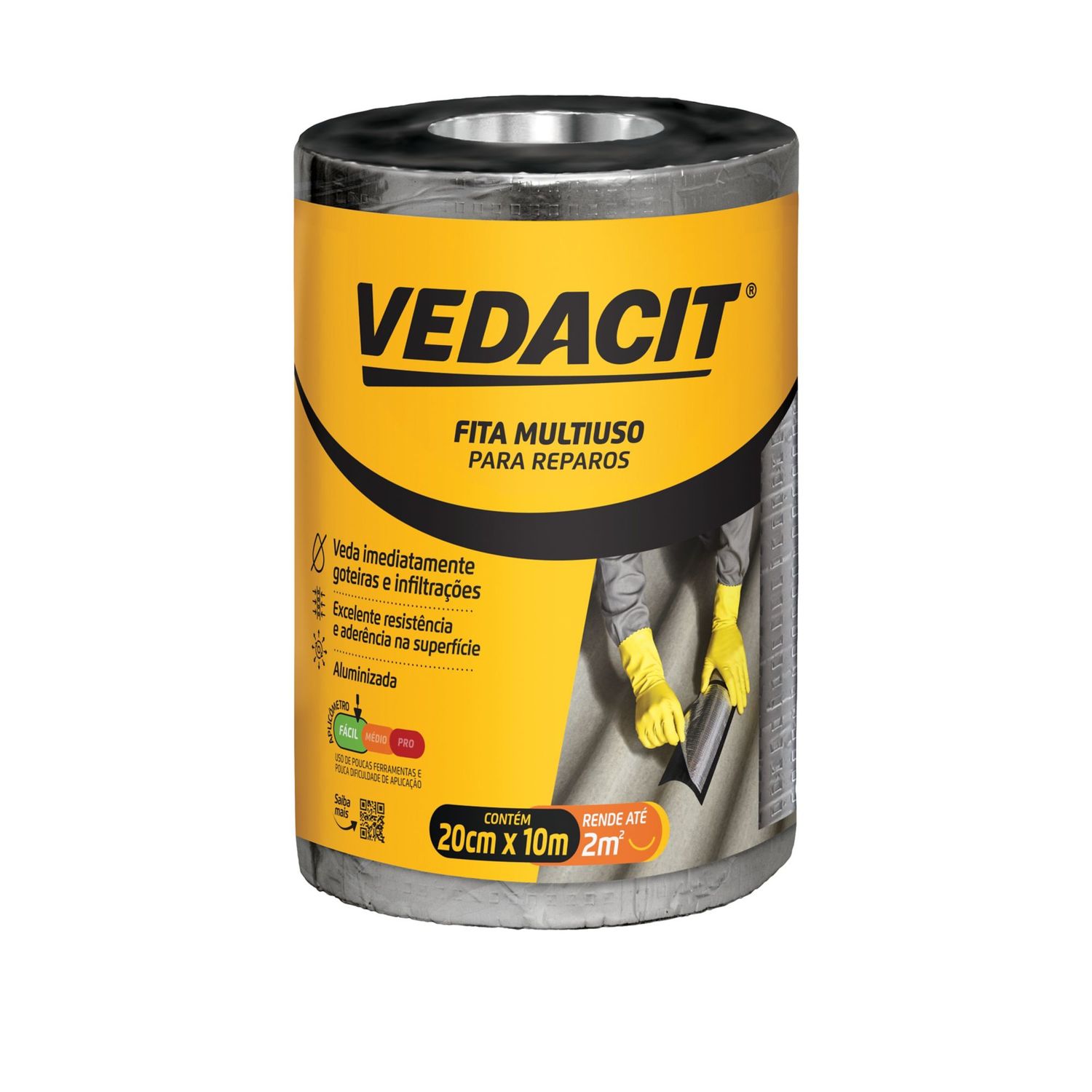 Vedacit Fita Asfáltica Alumínio Auto Adesiva Multiuso 20cmx10m