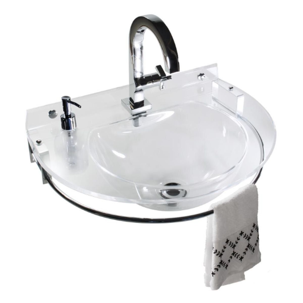 Lavatório com Toalheiro de Acrílico 49x37cm Cristal, marca Formacril - Foto Principal