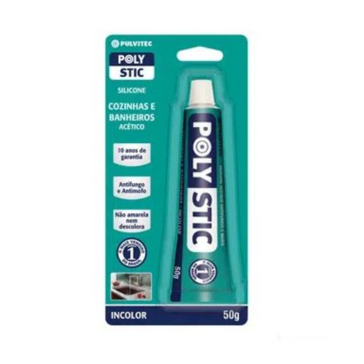 Adesivo de Silicone Polystic Cozinhas e Banheiros 50g Incolor, marca Pulvitec - Foto Principal