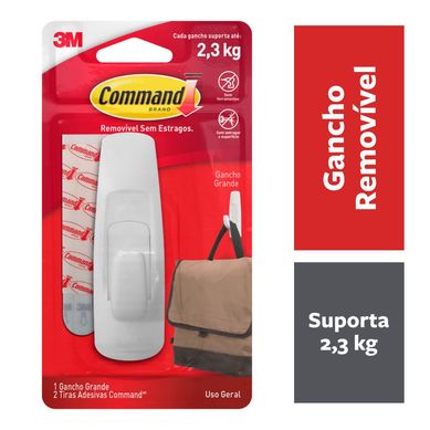 Gancho Adesivo 3M Command Branco Grande - 1 unidade