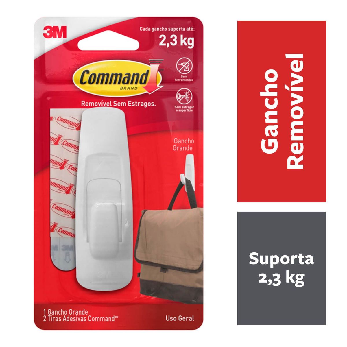 Gancho Command Grande Com Adesivo 3M, marca 3m - Foto Principal