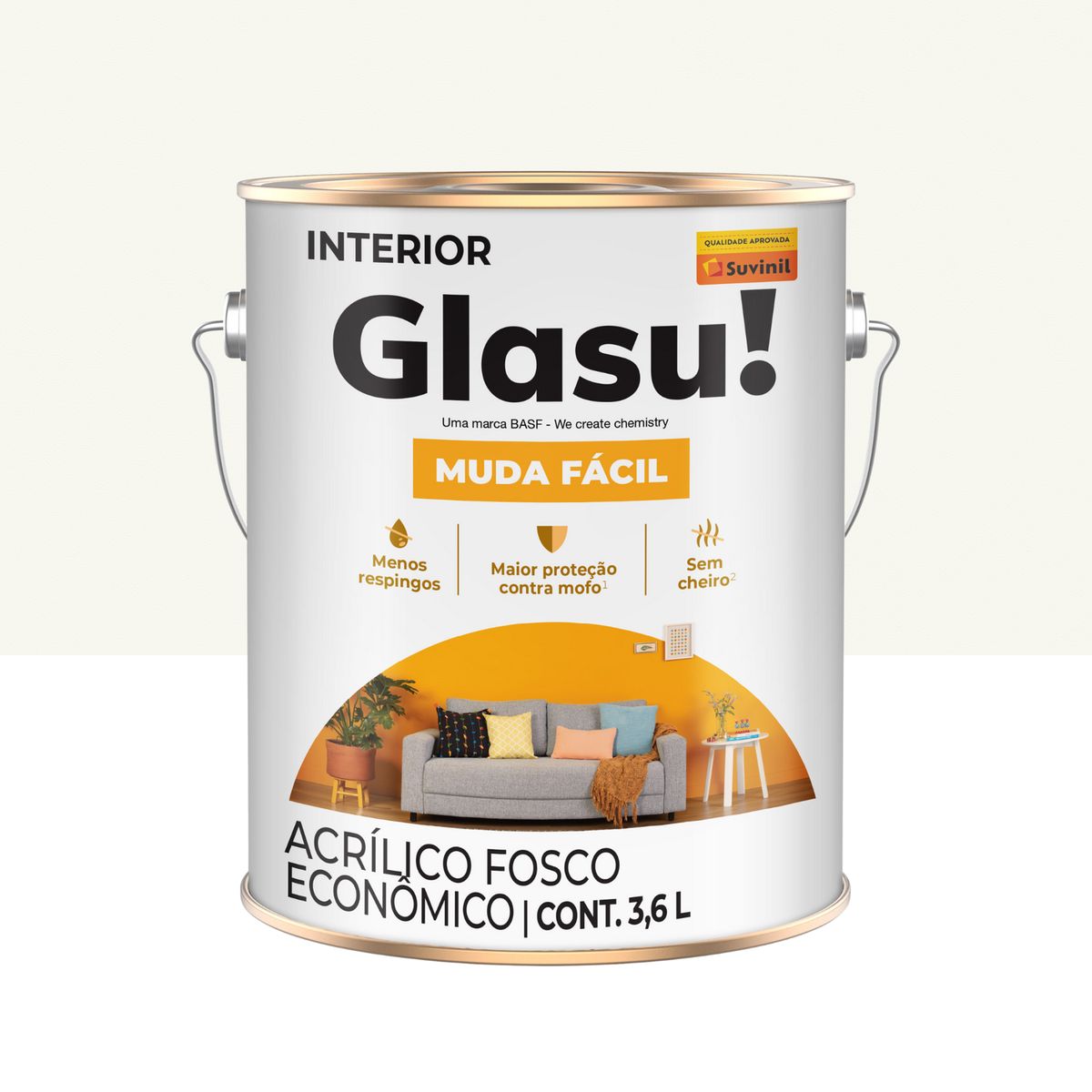 Tinta Fosco Interior Glasurit Econômico 3,6L Marfim, marca Suvinil - Foto Principal