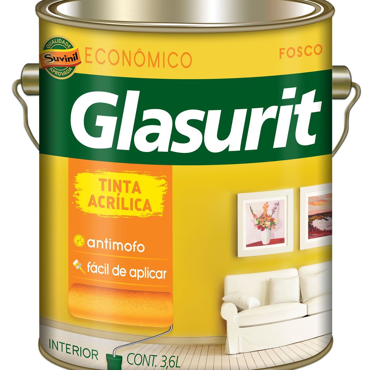 Tinta Fosco Interior Glasurit Econômico 3,6L Marfim, marca Suvinil - Foto 2