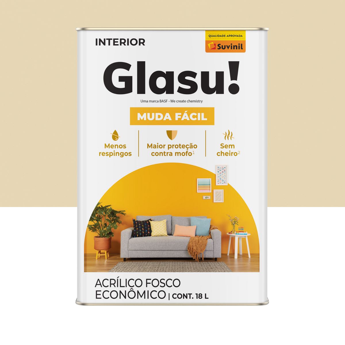 Tinta Fosco Interior Glasurit Econômico 18L Marfim, marca Suvinil - Foto Principal