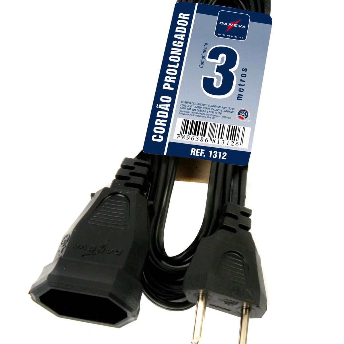 Cordão Prolongador PL, Preto, 2x0.75x3, marca Daneva - Foto Principal