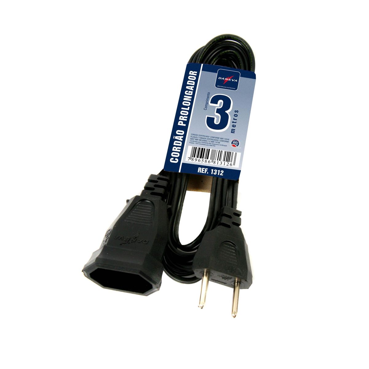 Cordão Prolongador PL, Preto, 2x0.75x3, marca Daneva - Foto Principal