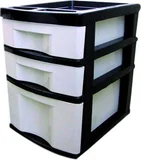 Gaveteiro 2 Gavetas Pequenas e 1 Gaveta Grande, Branco e Preto, 31x40x43cm