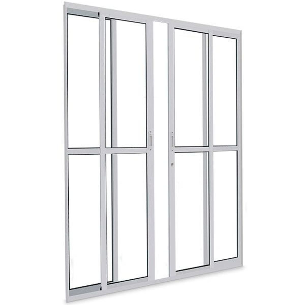Porta de Correr Alumínio Branco 4 Folhas Central 210x200x7,9cm Malta, marca Prado - Foto Principal