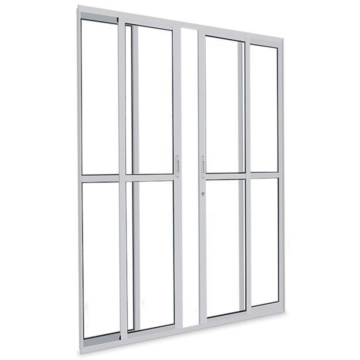 Porta de Correr Alumínio Branco 4 Folhas Central 210x200x7,9cm Malta, marca Prado - Foto Principal