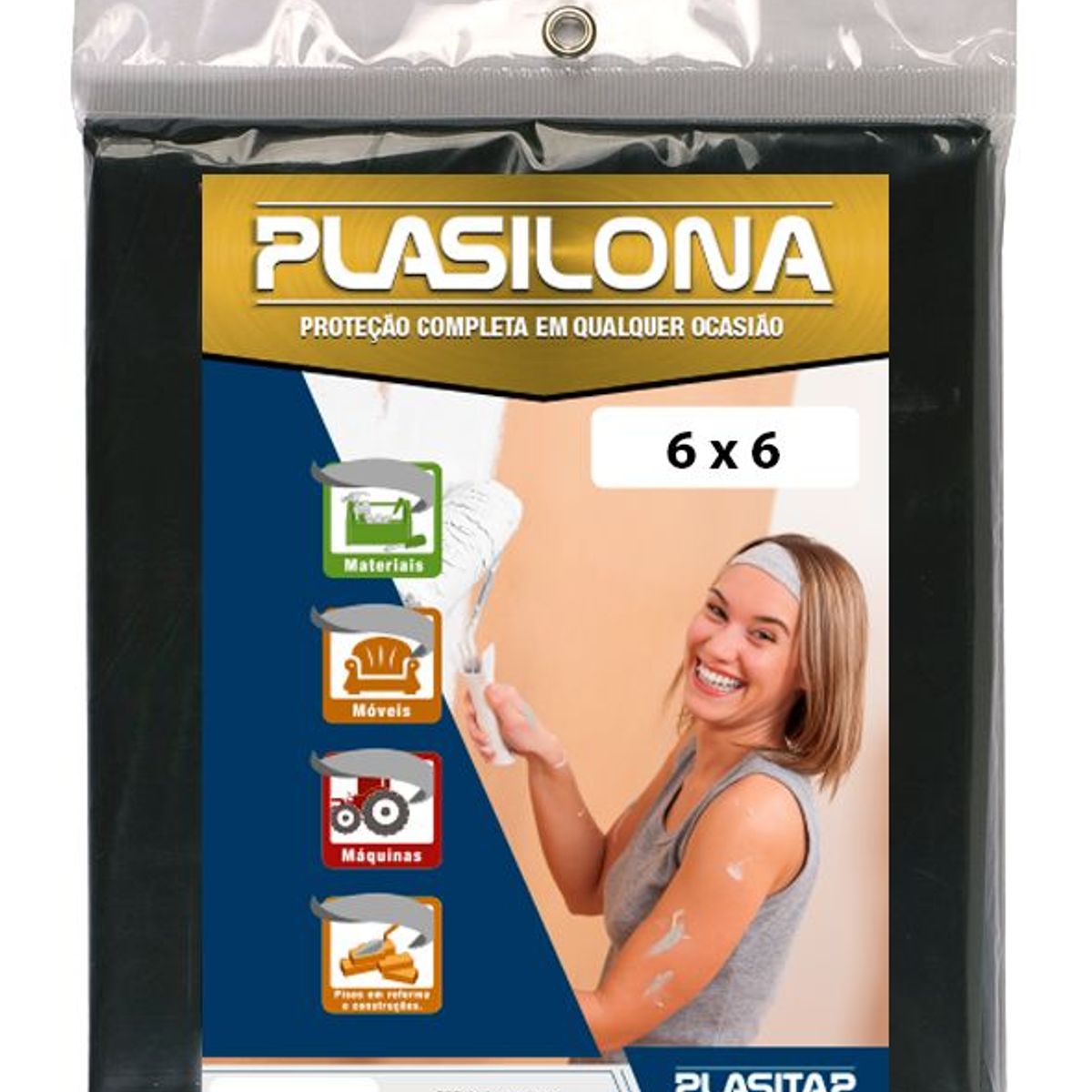 Lona Plástica, Preto, 6x6, marca Plasitap - Foto Principal