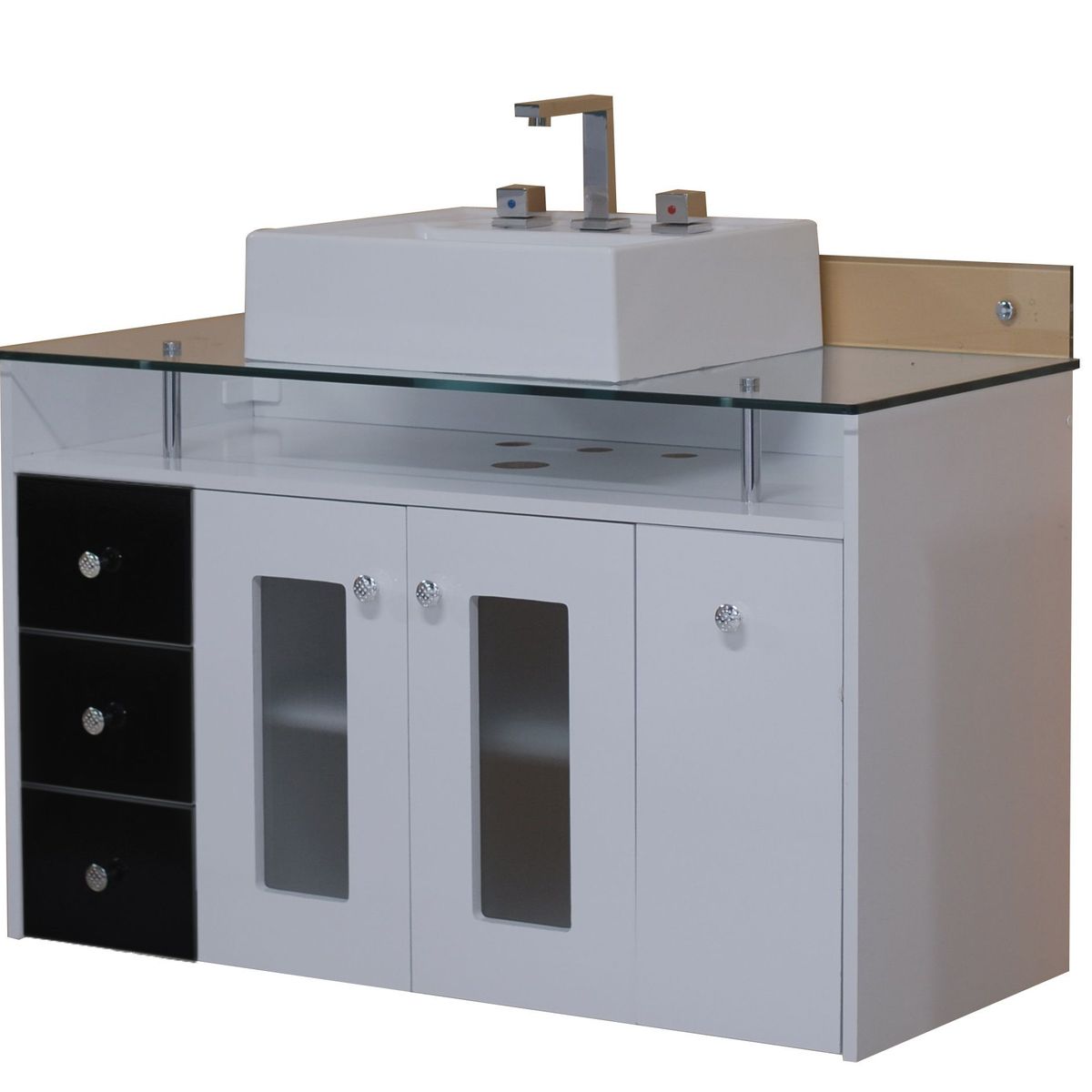 Gabinete de Banheiro com Tampo e Cuba Havana 102cm Branco e Preto Bonatto, marca Bonatto - Foto Principal