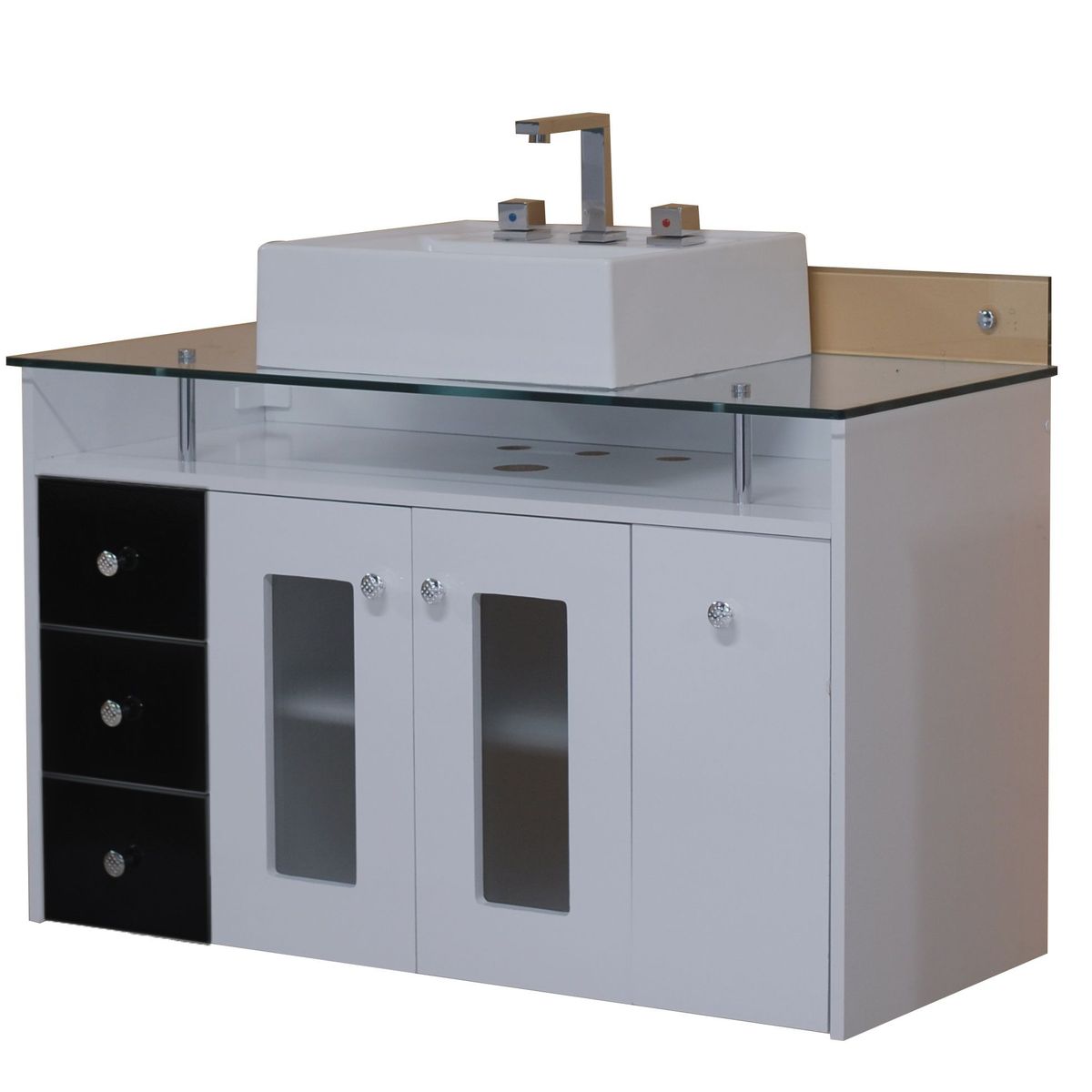 Gabinete de Banheiro com Tampo e Cuba Havana 102cm Branco e Preto Bonatto, marca Bonatto - Foto Principal
