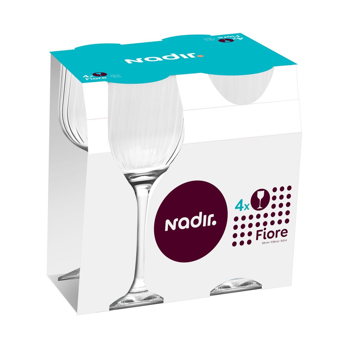 Jogo de Taça Fiore Grande 4 peças 515ml Transparente Nadir, marca Nadir - Foto Principal