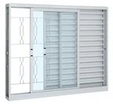 Janela Veneziana Aço Branco 3 Folhas Elo Direita 100x120x12cm Pratika