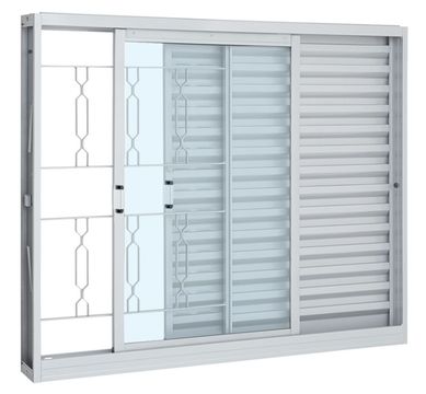 Janela Veneziana Ao Branco 3 Folhas Elo Direita 100x150x12cm Pratika