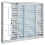 Janela Veneziana Aço 3 Folhas Quadriculada Direita 100x150x12cm Pratika