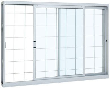 Janela de Correr Ao 2 Folhas Quadriculada Direita 100x120x12cm Pratika