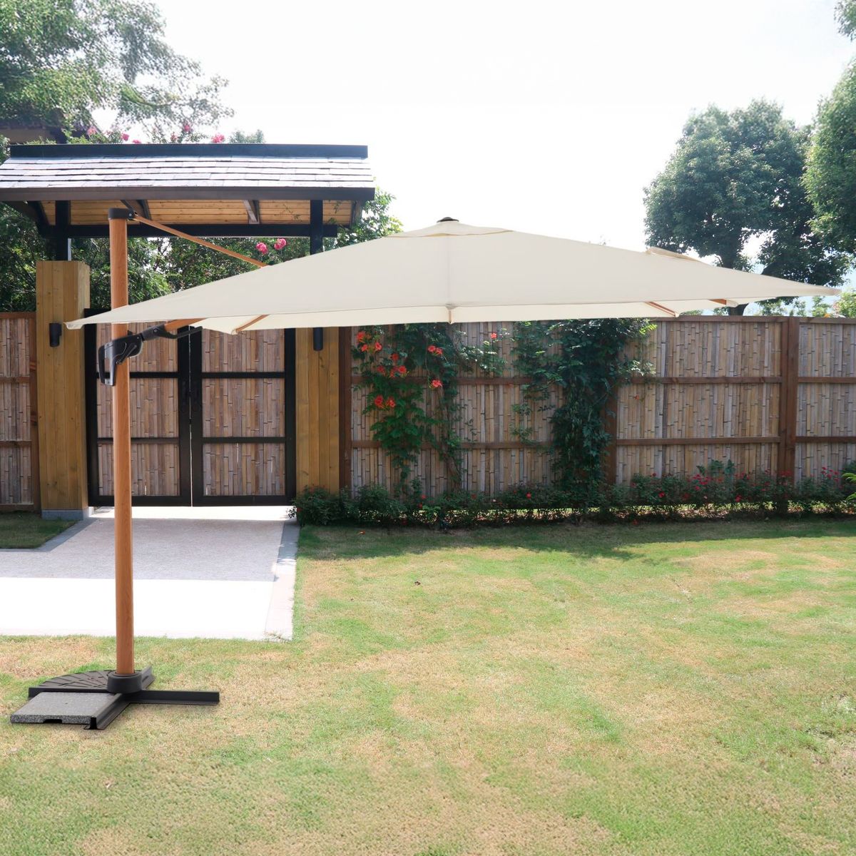 Ombrelone de Alumínio 3x3m com Base em Cruz e Rotação Just Home Collection, marca Just Home Collection - Foto 2