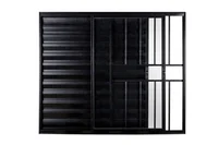 Janela Veneziana Correr 3 Folhas 100x120 Vidro Liso Preto