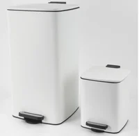 Conjunto Lixeira Metal 30l + 5l Branca