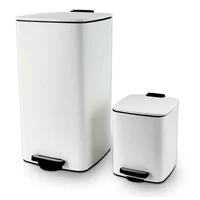 Conjunto Lixeira Metal 30l + 5l Branca