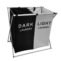 Cesto de Roupa Dobrável Branco e Preto 106L