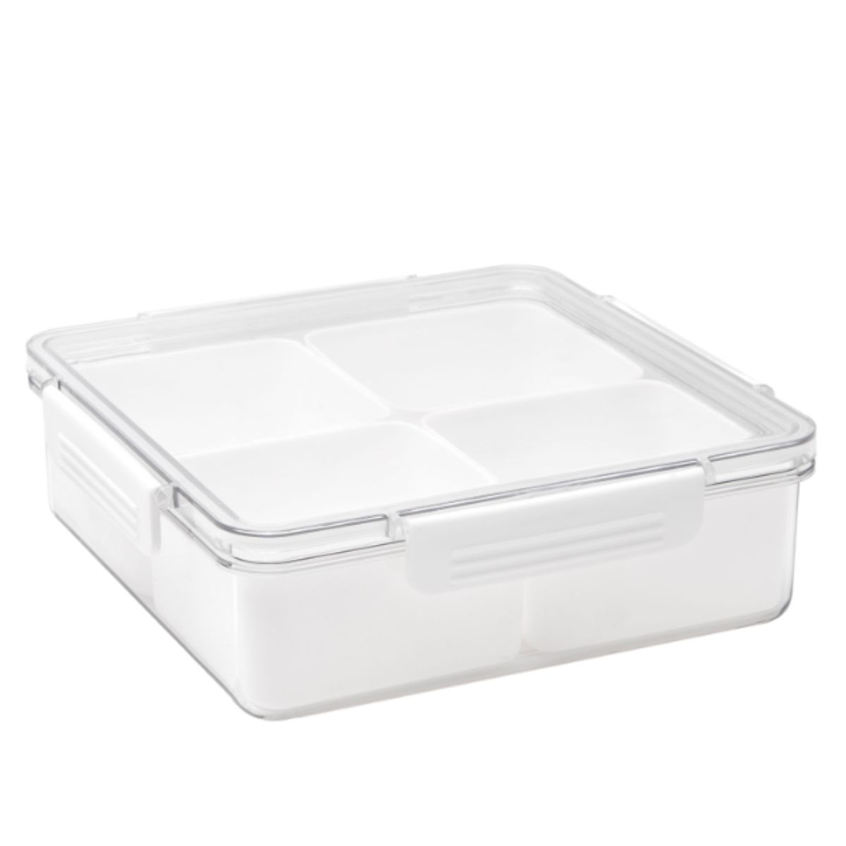 Bandeja Recipiente de 4 Divisorias com Tampa Branco Just Home Collection, marca Just Home Collection - Foto Principal