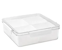 Bandeja Recipiente de 4 Divisorias com Tampa Branco Just Home Collection
