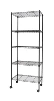 Estante de Metal com 5 Prateleiras e Rodizios Preta 154x60x35cm 100kg Just Home Collection