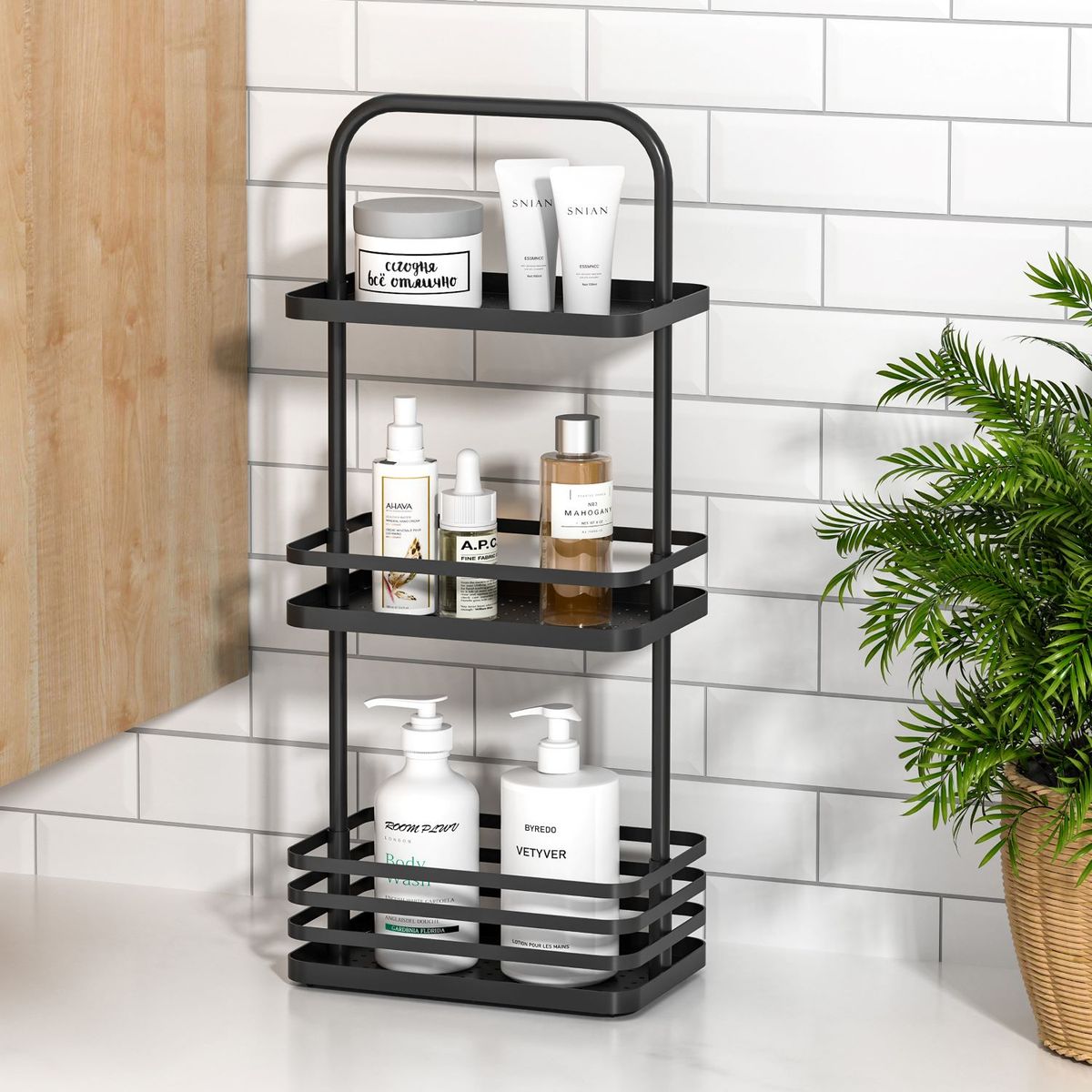 Organizador de  Banheiro 3 Níveis 26x17x61,8 Cm Preto, marca Just Home Collection - Foto 2